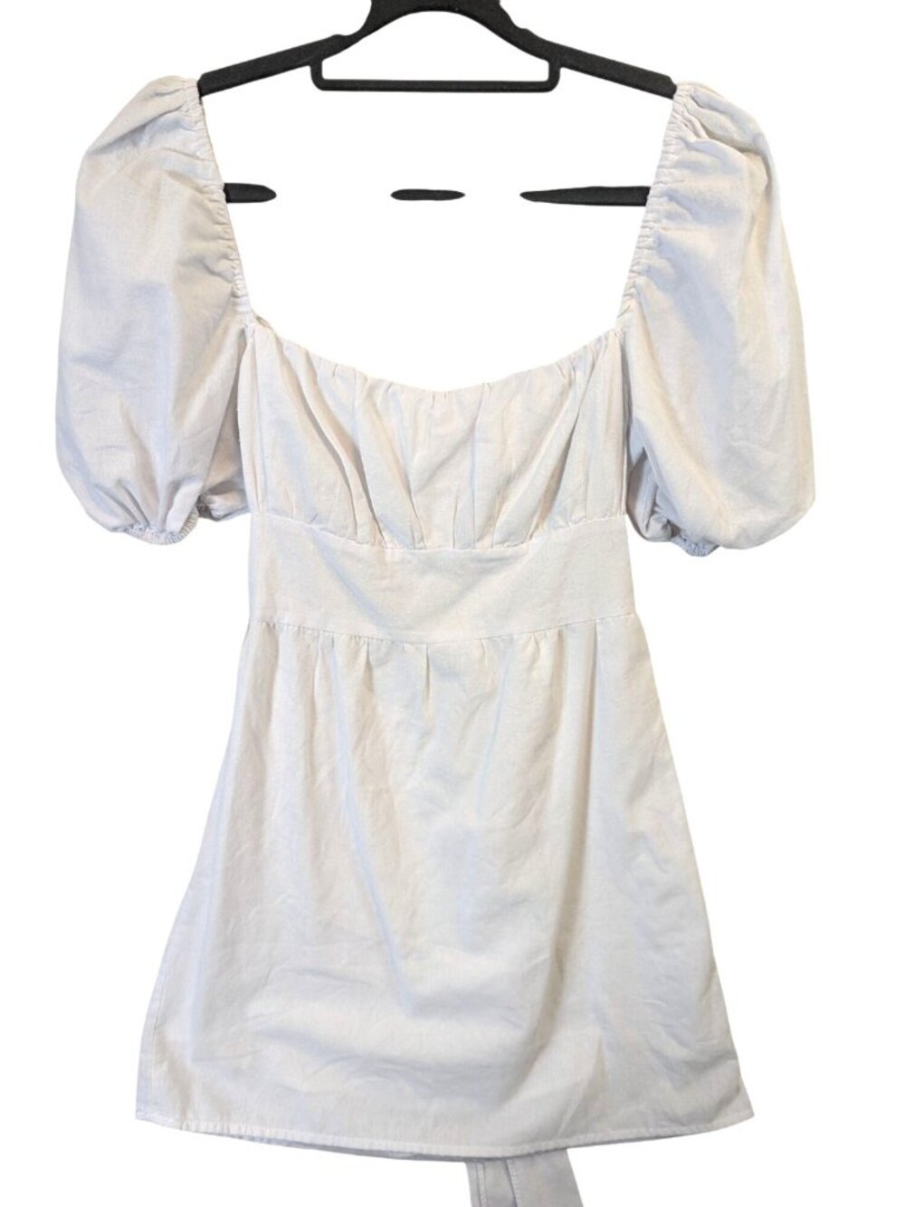 Hello Molly White Puff Sleeve Mini Dress Size S Square Neck Cottagecore Romantic